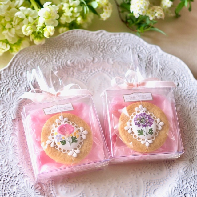 お花のレースサブレ【1枚入】プチギフト (クリアケース)