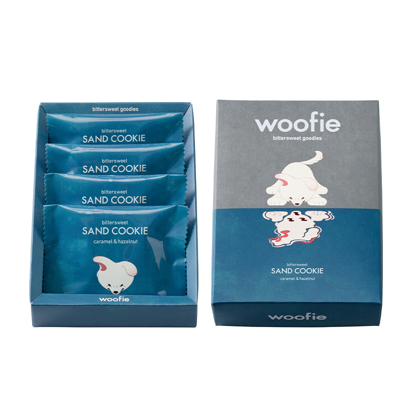 ウーフィの代表商品 サンドクッキー〔キャラメル&ヘーゼルナッツ〕4個入