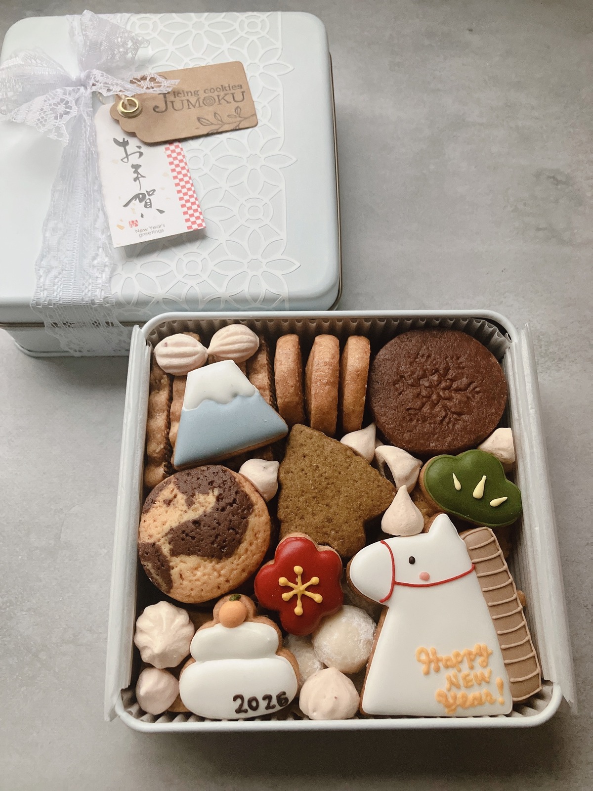 icing cookies JUMOKUの代表商品 お年賀缶(12-1月限定)【季節のクッキー缶】